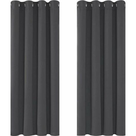 Ikodm – Rideaux occultants isolants thermiques 117x138 cm – 100% polyester – Design à œillets – Protection contre le froid et la lumière – Lot de 2 (1/5)