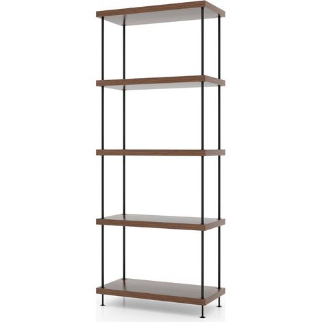 Libreria a 5 ripiani 60 x 29,5 x 147 cm design europeo versatile finitura effetto legno di noce 200019587