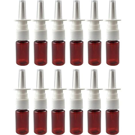 Flacon Pulvérisateur Nasal - 12 Pièces - Bouteille Plastique Vide avec Bouchon Anti-Poussière et Joint Étanche - Pour Lavage Nasal, Eau Salée, Parfum ou Produits Cosmétiques