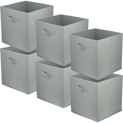 Boîte textile 31x31x31 gris clair - Lot de 6