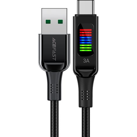 Cable USB-A - USB-C de 60 W con pantalla, 1,2 m, color negro (1/5)