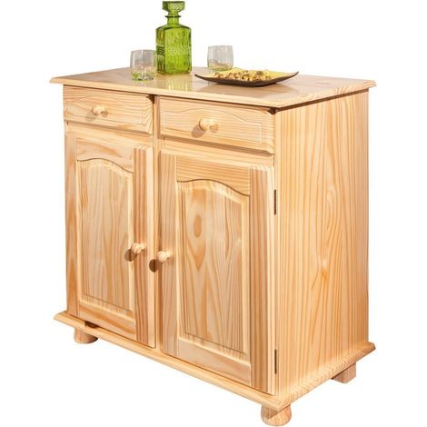 buffet 2 ante+ 2 cassetti in pino massello, 88x87x43 cm (1/10)
