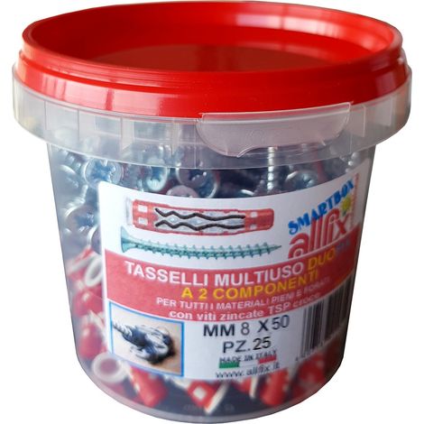 Conf. 25 Tasselli Duo Fix Con Vite 8X50 Mm