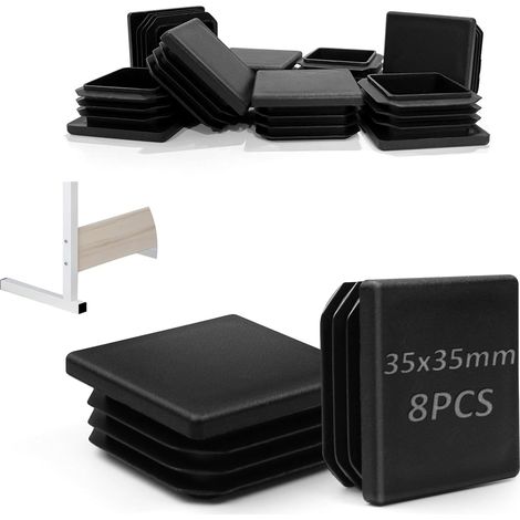 Bouchons à Lamelles 8 Pièces Bouchon Tube Carré 35x35 mm Embout Chaise Noir Bouchons Plastiques Carrés Réutilisable Bouchon Pied de Chaise pour Tube Carré Chaises Étagères Canapés Tables (1/5)
