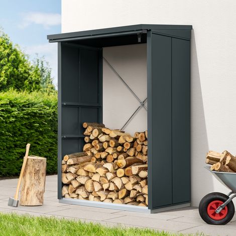 Hörmann Ecostar Metall Kaminholzregal Elegant Typ 1, anthrazit, 123 x 103 x 198 cm (T x B x H)