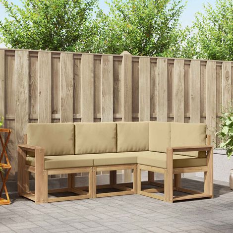 vidaXL Outdoor-Sofagarnitur 4 pcs Weiß und Beige (1/5)