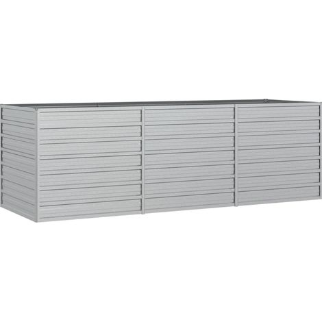 Vassoio per fioriera aiuola rialzata piante fiori terrazza giardino giardino 240 x 80 x 77 cm argento acciaio zincato Argento 020039415