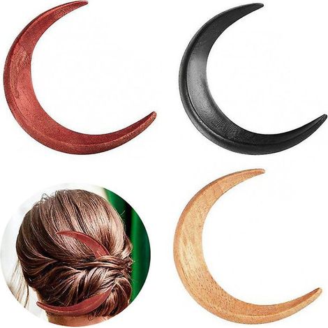 pingle De Cheveux De La Lune Vintage, Pingle De Cheveux 1/2 Pice Moiti Lune Pingle De Cheveux En Bois Coix De Cheveux De Lune Pingles De Cheveux (1/5)