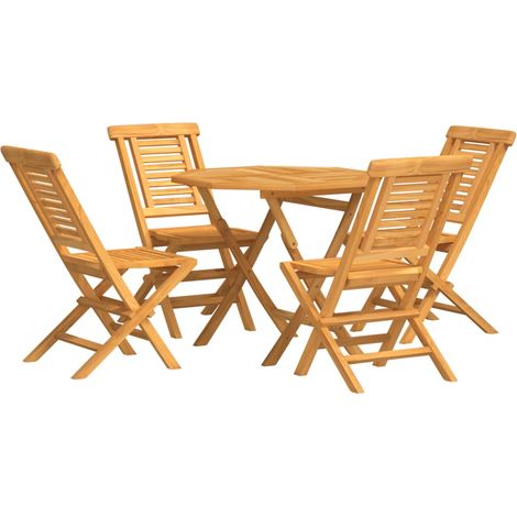 Maison Exclusive - 5-tlg. Garten-Essgruppe Massivholz Teak