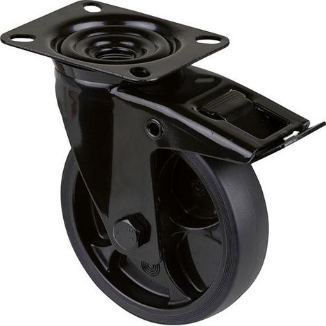 Roulette pivotante L820.B44.126.06avec plaque.Ø 200 W 45mm.200kg TPR (1/3)