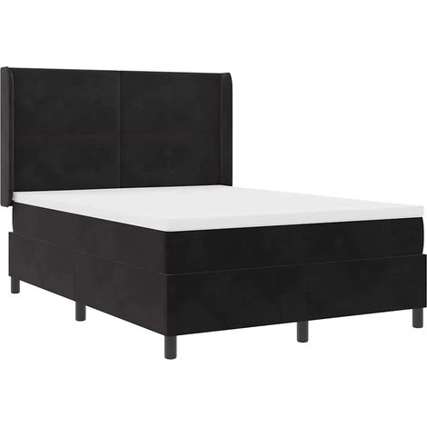 Maison Exclusive - Lit à ressorts avec bandes LED Noir 140 x 200 cm Velours (1/5)