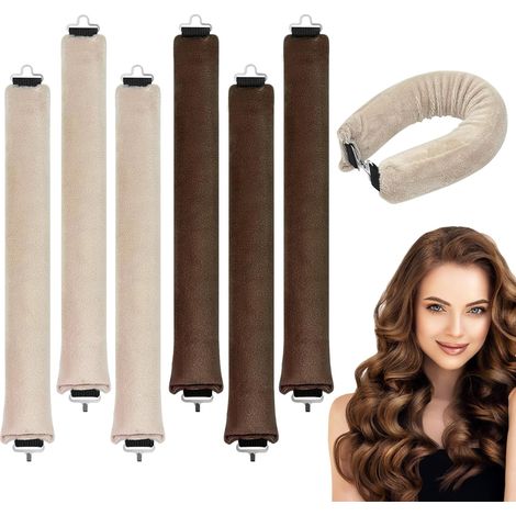 6 Pcs Jumbo Boucleur de Cheveux sans Chaleur, Velours Doux Barres de Boucles pour La Nuit, Tiges Flexibles pour Dormir, Boucleurs sans Chaleur avec Crochet pour Tous Types de Cheveux - 29cm (1/5)