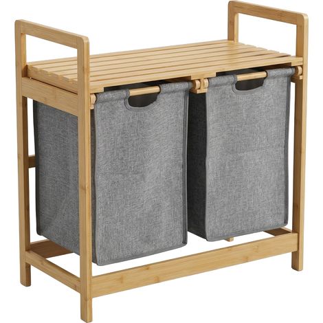 Doppelter Wäschekorb, Bambus TELA, 70 l (1/5)