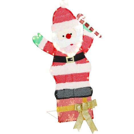 Père Noël lumineux 90 cm 97 LED blanc chaud décoration Noël intérieur extérieur