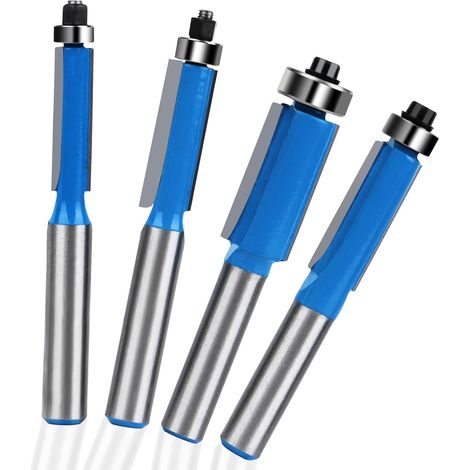 Houhence – Set de 4 fraises à défoncer 8mm – Carbure YG6 pour bois dur – Roulement supérieur – Coupes nettes et précises (1/5)