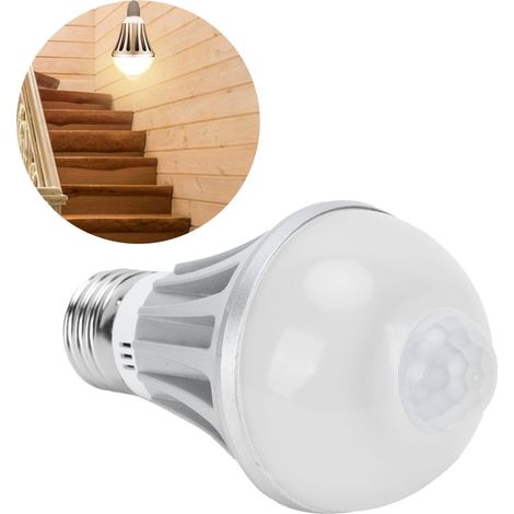Ampoule LED à détecteur de présence 7W E27 pour couloir, 85-265V, lumière blanche chaude (1/5)