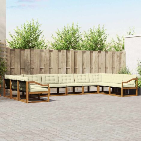 vidaXL Outdoor-Sofagarnitur mit Kissen 10 pcs Natur und Creme (1/5)