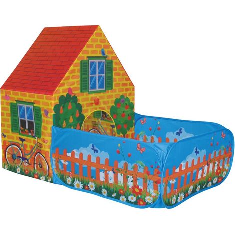 Casetta per Bambini con Giardino Tenda da Gioco Bimbi Uso Interno Esterno PVC (1/4)