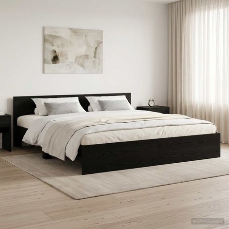 Estructura de cama con cabecero Roble Negro 200 x 200 cm (1/5)