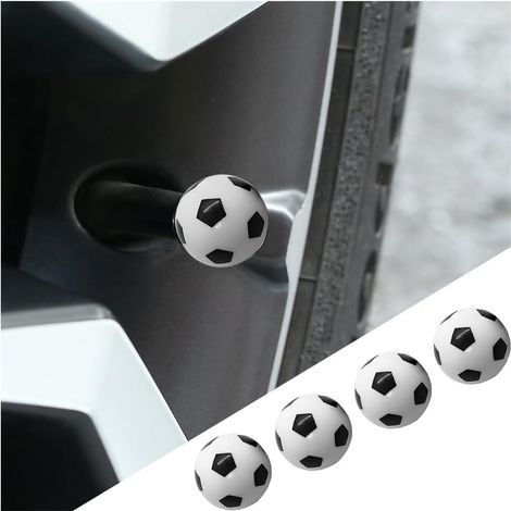 4 Pièces Auto Bouchons Valve Pneu, Bouchon Valve Pne, Cache-Poussière Valve Universelle, Bouchon Valves Pneu Voiture, Imperméable Anti-Résistant Valves Pneu Universelle Voiture(Football) (1/5)