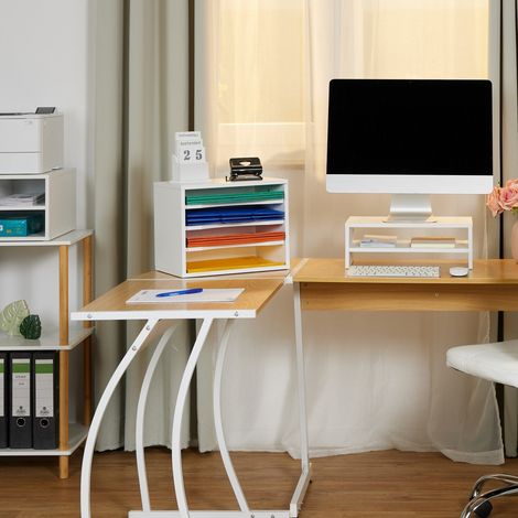 Supporto per monitor con ripiano portaoggetti ergonomico e salvaspazio