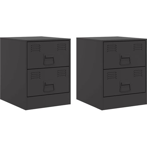 Maison Exclusive - Mesitas de noche 2 unidades acero negro 34,5x3