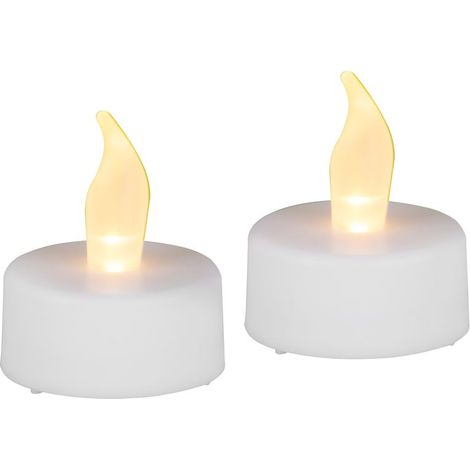 Kerzen MagicHome Weihnachten, LED Tee, Set 2 Stk., weiß, für Grab, bewegliche Flamme