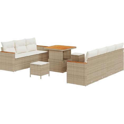 Garden Sofa Set 10 pcs Beige Poly Rattan vidaXL (1/5)