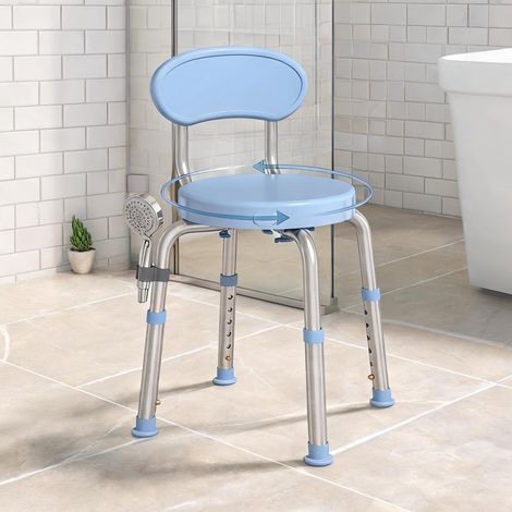 Siège de douche pivotant à 360° réglable en aluminium teinte (1/5)