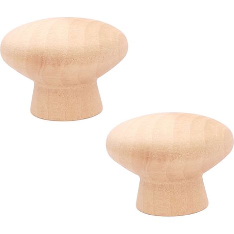 2x bouton bois rond brut naturel poignée avec vis tiroir meuble commode armoire, diamètre 35mm