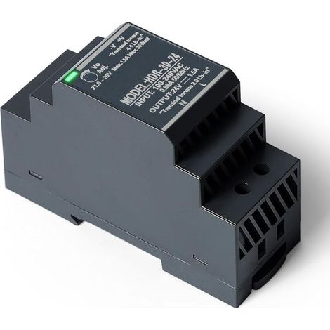 Alimentation à découpage rail DIN 24V 1,5A – Convertisseur AC-DC 30W – Entrée 100-240V AC – Pour armoire électrique et automatisme (1/5)