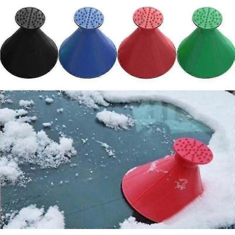 Grattoir à glace magique pour pare-brise de voiture, outil de déneigement en forme de cône, entonnoir rond, grattoir à glace magique en forme de cône pour pare-brise - couleur : bleu (1/5)