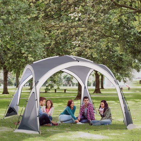 Extérieur Tente de camping dôme familiale pour 6-8 personnes avec 4 portes en filet zippées tissu Oxford crochet pour lampe
