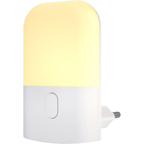Nachttischlampe mit Dämmerungssensor fürs Schlafzimmer, weiß, rechteckig, Helligkeitsregulierung, warmweißes LED-Licht (0,5 W), KAMA Eko-Light
