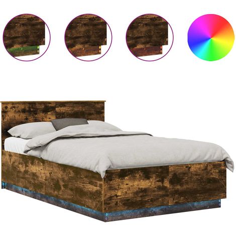 Maison Exclusive - Cadre de lit Chêne fumé 120 x 190 cm Bois d'ingénierie (1/5)
