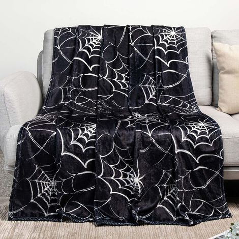 Couverture Jetable - Motif Toile D Araignée et Crâne - Flanelle Anti Peluches - Pour Canapé Lit Chaise Camping - 130 x 100 cm (1/5)