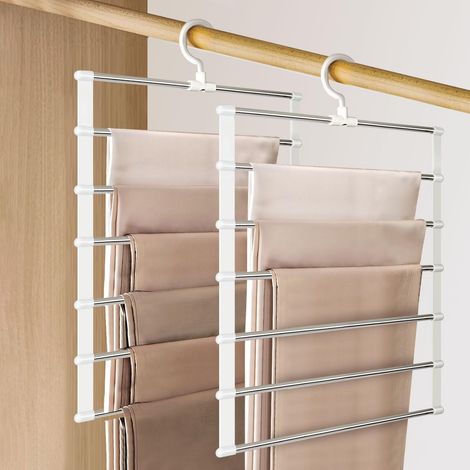 Cintre Pantalon, Cintre Gain De Place pour Armoire, Crochet pivotant à 360°, Ceintre pour Pantalons pour Armoire, Pliable pour, Foulards, Jupes, Cravates, Draps (2 PCS) (1/5)