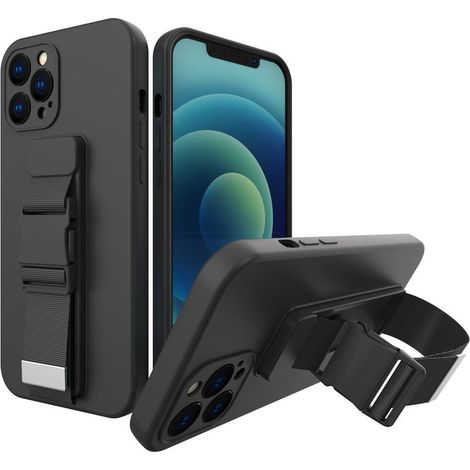 Silikonhülle mit Trageschlaufe für Xiaomi Poco M4 Pro 5G – Schwarz (1/5)