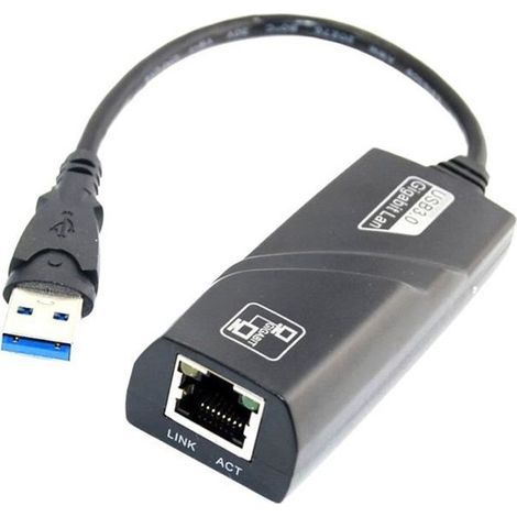 MONDPALAST USB 3.0 Network Adapter - RJ45 - 10/100/1000 Mbps - Plug & Play - Black (1/3)