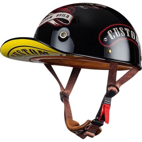 Casco de moto estilo retro alemán，tipo media carcasa，homologado por la ECE，con tapa ajustable de liberación rápida