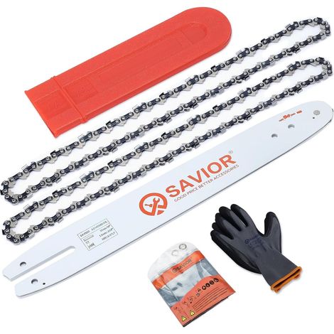 Lot de 2 Chaînes de tronçonneuse avec Protège-guide et Guide de 35 cm - 3/8"LP 50 Maillons 1,3 mm - Compatible avec Stihl MS180 MS200T MS201T MS210 MS211