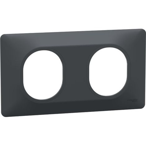 Schneider Electric – Plaque 2 postes horizontal Ovalis – Finition anthracite – Utilisation intérieure – Compatible avec mécanismes Ovalis