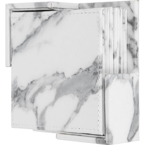 Dessous de verre style nordique, motif marbre, isolant thermique, imperméable, en similicuir. (1/5)