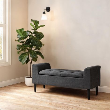Coffre banquette gris clair 116 x 44 x 58 cm (1/5)