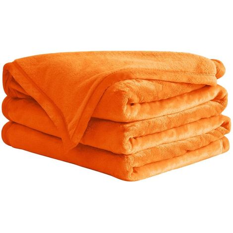 Couverture double orange pour canapé/lit, couverture moelleuse et confortable, 60 x 80 pouces (1/4)