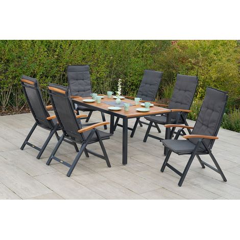 Tilos Set 13tlg 6 Sessel Kissen Tisch 150x90cm