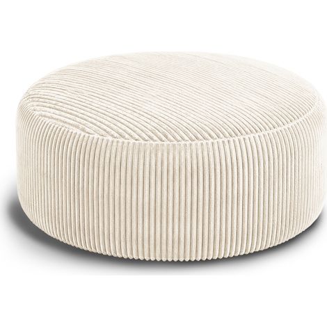 Runder Bean Bag Sessel aus Cordstoff mit Memory Foam, Weiß, 6FT (1/4)
