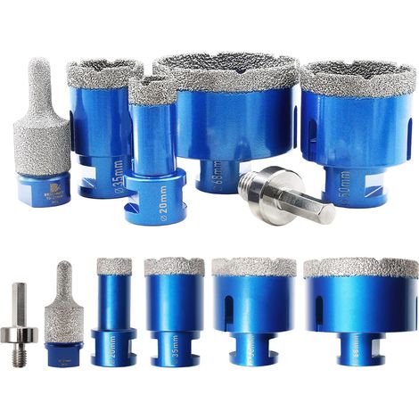 Diamantbohrer Fliesenbohrer Set -20/35/50/68mm Diamantbohrer &amp10-25mm Diamant Fingerfräser ein Adapter für Porzellan Fliese Granit Marmor Trockenbohren (1/5)