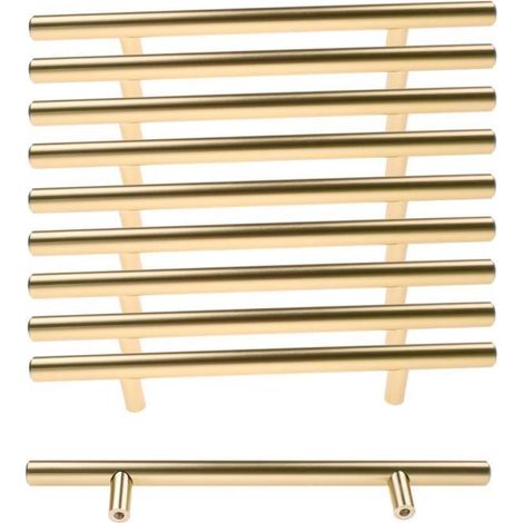 Oomom 10xPoignée de Porte Cuisine Entraxe 128mm Armoire Porte Poignées Placard Tiroir Chambre Meubles en d\'Or Brossé Nordique Simple (1/4)