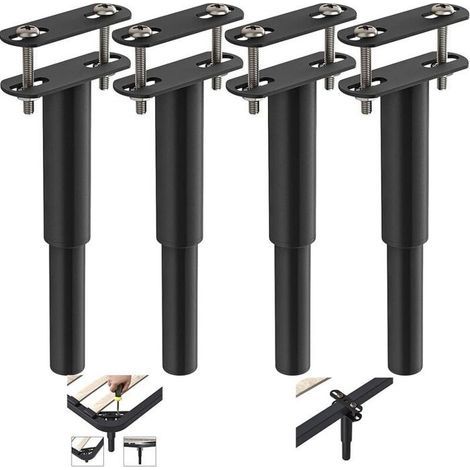 HONORNIC - 4pcs Adjustable Metal Bed Legs, Retractable, 18-33cm - for Kitchen Furniture, Wardrobes, Sofas, Beds (1/5)